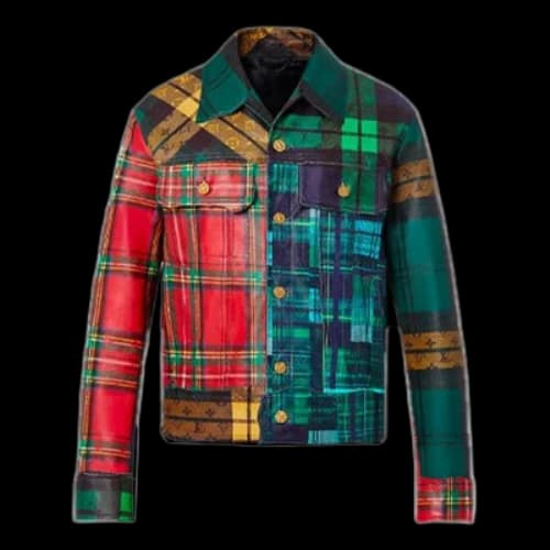 LOUIS VUITTON FW21 Plaid Leather Multicolor Jacket