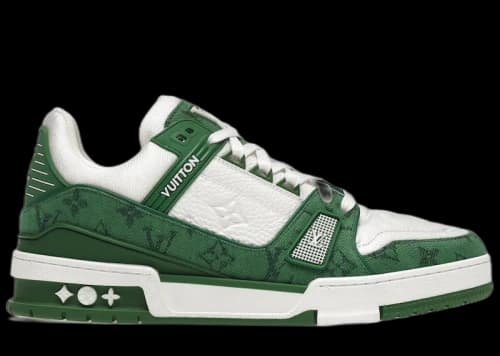 Louis Vuitton Trainer Green Monogram Denim White