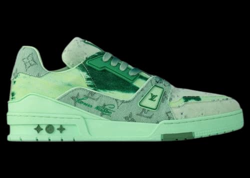 Louis Vuitton LV Trainer Green Bleached Monogram Denim