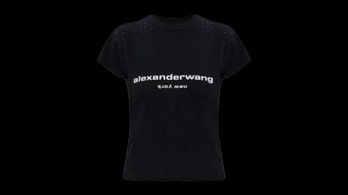 Alexander Wang Women's Hotfix Logo Baby Tee Black