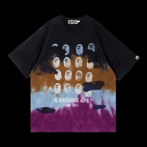BAPE Color Camo Tie Dye Destroyed Multi Logo Relaxed Fit Tee 'Black'