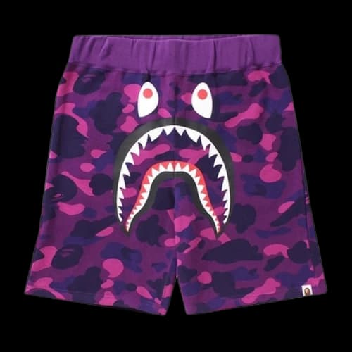 BAPE Color Camo Shark Sweat Shorts 'Purple'