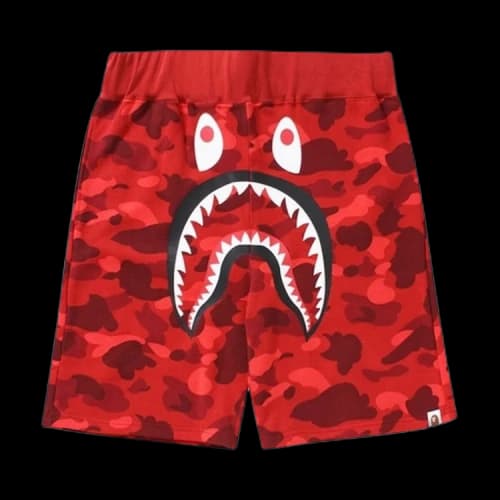 BAPE Camo Shark Sweat Shorts 'Red'