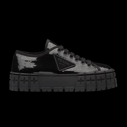Prada Gabardine Double Wheel Platform 'Black Sequins' (Women's)
