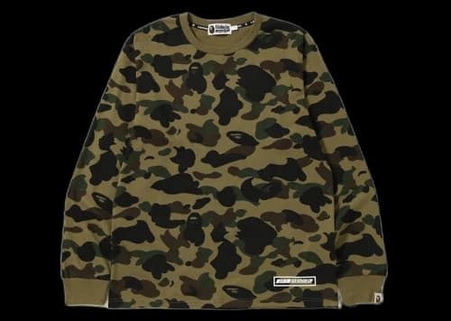 BAPE A Bathing Ape 1st Camo L/S Tee Green