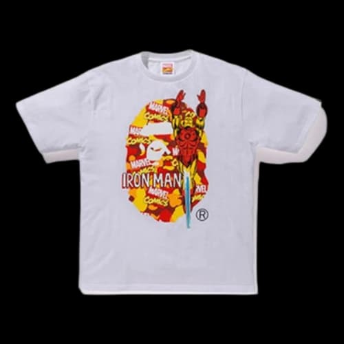 BAPE A Bathing Ape x Marvel Camouflage Ape Head Logo T-Shirt 'White Iron Man