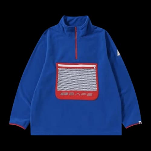 BAPE Half-Zip Wide Fleece Jacket 'Blue'