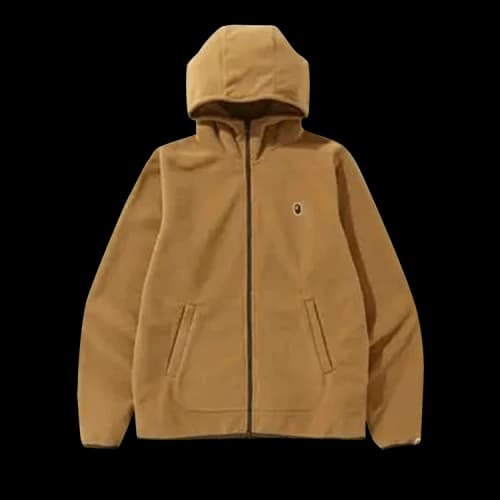 BAPE Fleece One Point Zip Hoodie 'Beige'