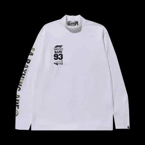 BAPE x F1 Mock Neck Long-Sleeve Tee 'White'