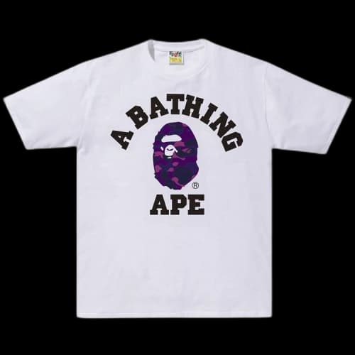 BAPE Color Camo College Tee 'White/Purple'