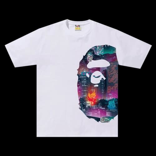 BAPE Neon Tokyo Side Big Ape Head Tee 'White'