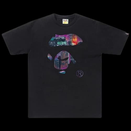 BAPE Neon Tokyo Ape Face Tee 'Black'