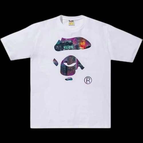 BAPE Neon Tokyo Ape Face Tee 'White'