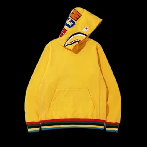 BAPE Shark Line Rib Pullover Hoodie 'Yellow'