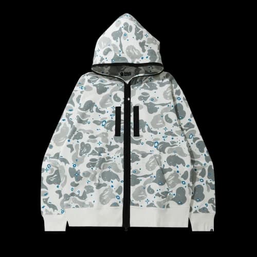 BAPE Relaxed Space Camo Full Zip Hoodie 'White'
