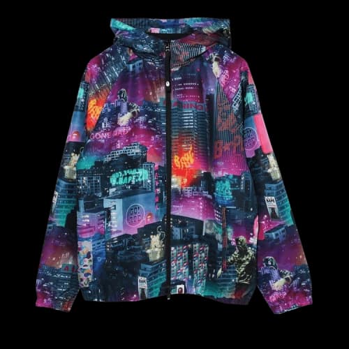 BAPE Neon Tokyo Hoodie Jacket 'Black'