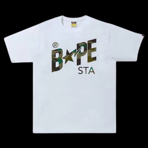 BAPE 1st Camo Sta Logo Tee 'White/Green'