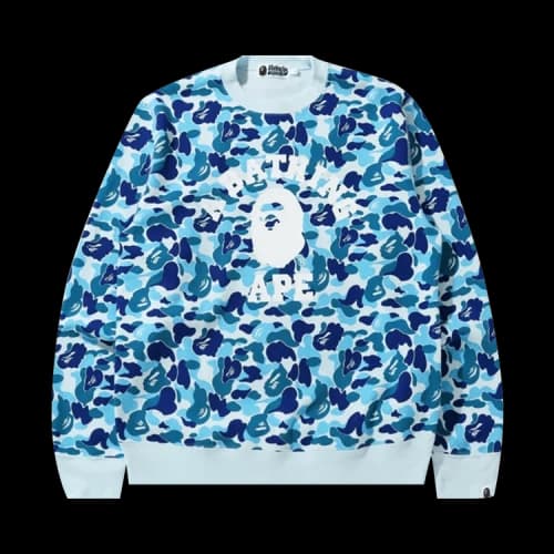 BAPE ABC Camo College Wide Crewneck 'Blue'