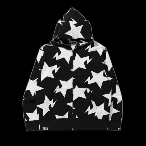 BAPE Relaxed Sta Pattern Full Zip Hoodie 'Black'
