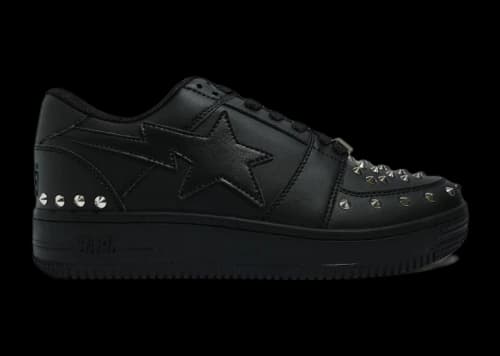 A Bathing Ape Bape Sta Low 20th Anniversary Black Silver Studded