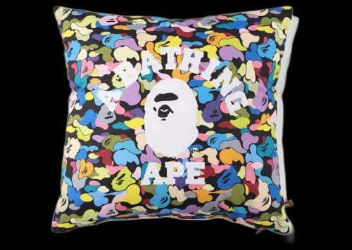 BAPE Multi Camo College Square Cushion Black