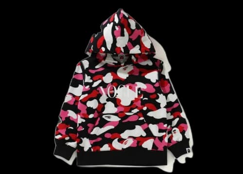 BAPE x VOGUE ABC Camo Pullover Hoodie (Kids) Black Pink White