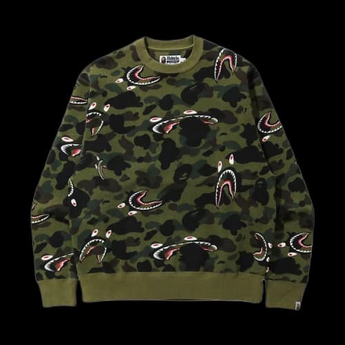 BAPE Shark 1st Camo Relaxed Crewneck 'Green'