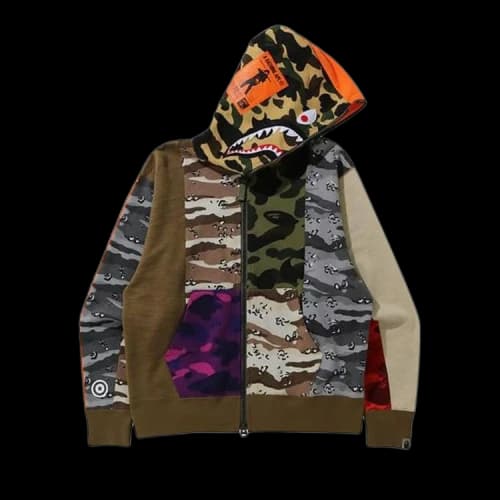 BAPE Crazy Camo Mad Shark Relaxed Full Zip Hoodie 'Multi'