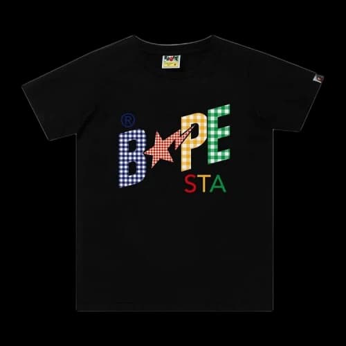 BAPE Gingham Check Sta Logo Tee 'Black'