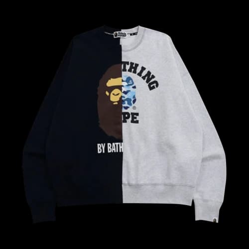 BAPE College & By Bathing Loose Fit Crewneck 'Navy'