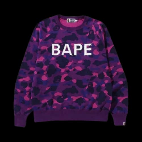 BAPE Embroidered Loose Fit Crewneck 'Purple'