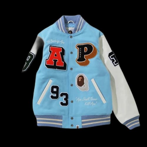 BAPE Crazy Patch Varsity Jacket 'Blue/Sax'