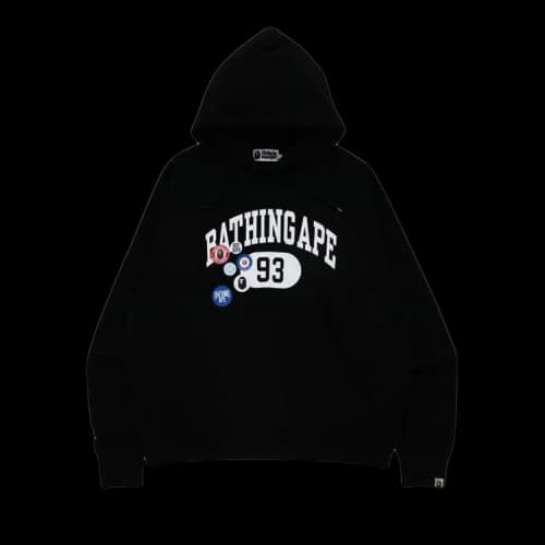 BAPE Badge Motif Loose Fit Pullover Hoodie 'Black'