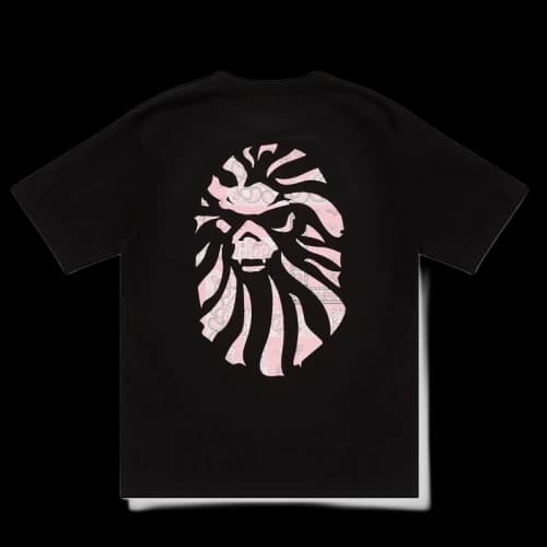 BAPE BLACK Paisley Ape Head Pocket Tee Black Pink