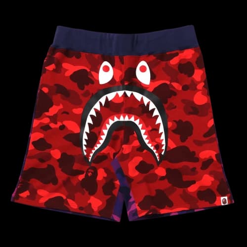 BAPE Crazy Camo Shark Sweat Shorts 'Red'