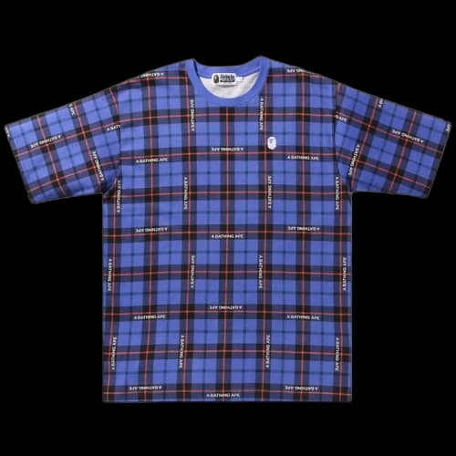 BAPE Check Relaxed Fit One Point Tee 'Blue'