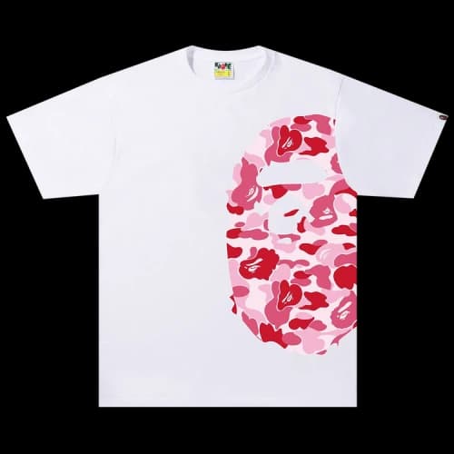 BAPE ABC Camo Side Big Ape Head Tee 'White/Pink'