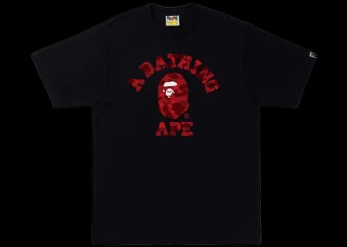 BAPE Color Camo College Tee Black Red