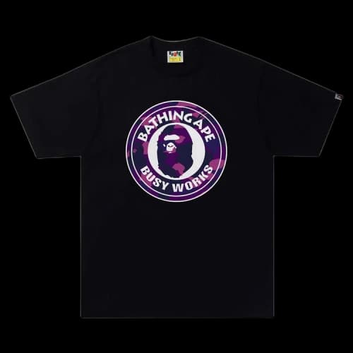 BAPE Color Camo A Busy Works Tee 'Black/Purple'
