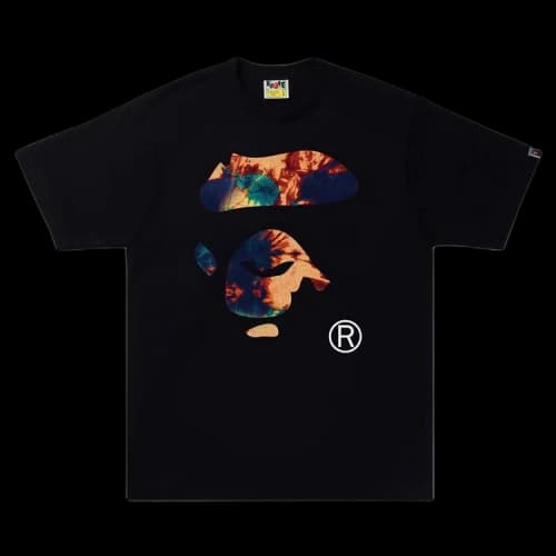 BAPE Tie Dye Ape Face Tee 'Black/Navy'