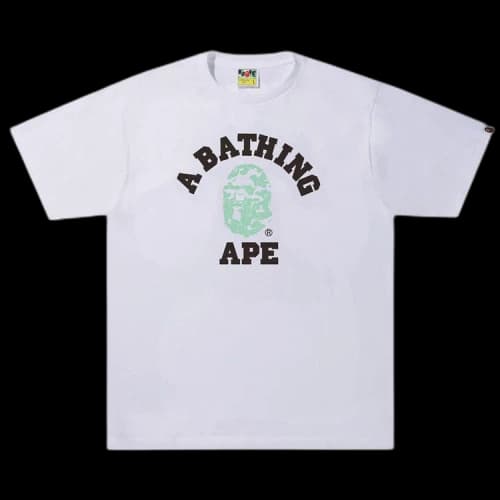BAPE Text Code Camo College Tee 'White'