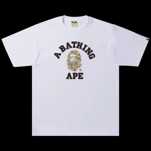 BAPE Sand Camo College Tee 'White/Beige'