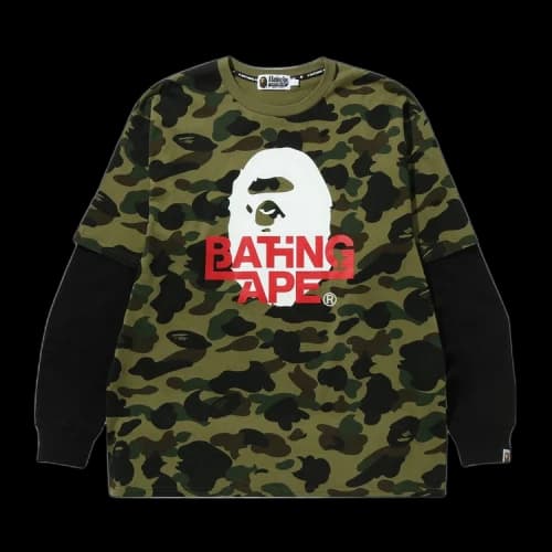 BAPE 1st Camo Relaxed Fit Layered Long-Sleeve Tee 'Green'