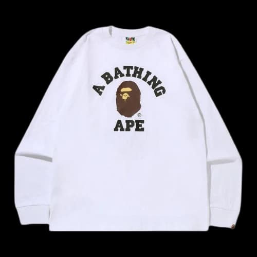 BAPE College Long-Sleeve Tee 'White'