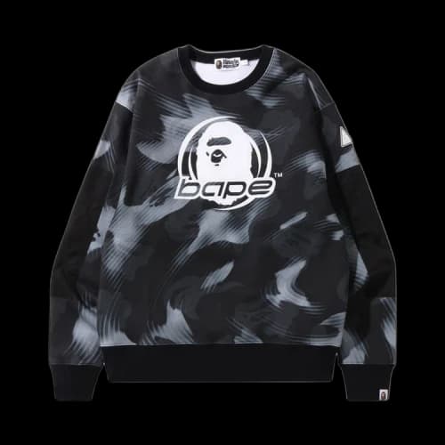 BAPE Stroke Camo Relaxed Fit Crewneck 'Black'