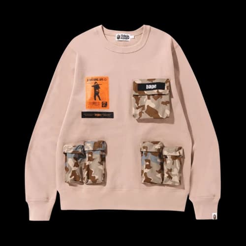 BAPE Sand Camo Multi Pocket Crewneck 'Beige'