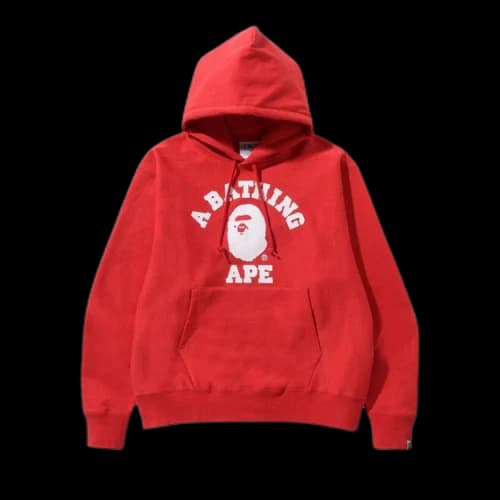 BAPE Classic College Relaxed Fit Pullover Hoodie 'Red'