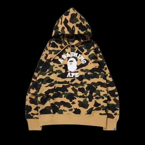 BAPE 1st Camo College Pullover Hoodie 'Yellow'