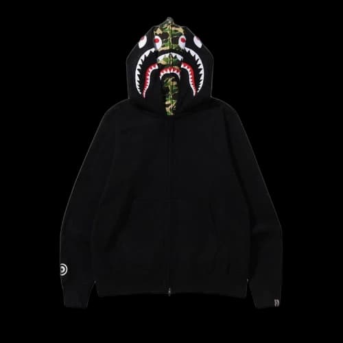 BAPE ABC Camo Shark Wide Fit Full Zip Double Hoodie 'Black'