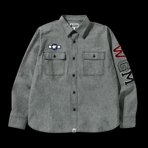 BAPE Busy Shark Chambray Relaxed Fit Shirt 'Black'